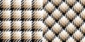 Tweed check pattern in black, brown, beige, white. Seamless classic pixel dog tooth tartan background graphic set. Royalty Free Stock Photo