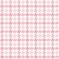 Tweed check pattern in pink and white for spring autumn winter. Seamless houndstooth tartan plaid graphic vector background. Royalty Free Stock Photo