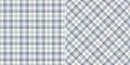 Tweed check plaid pattern print for dress, jacket, scarf in grey blue and off white. Seamless small textured Scottish tartan.