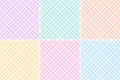 Tweed check plaid pattern set in pastel colorful lilac, blue, green, pink, orange, yellow, white. Seamless diagonal glen tartan. Royalty Free Stock Photo