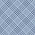 Tweed pattern. Blue and white glen plaid. Seamless textured striped abstract tartan graphic.