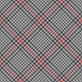 Tweed pattern in grey and red. Seamless diagonal hounds tooth check plaid for jacket, coat, dress.