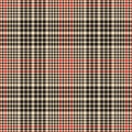 Tweed plaid pattern in black, gold brown, beige, red. Herringbone textured seamless tartan check vector illustration for skirt. Royalty Free Stock Photo