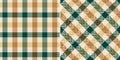 Tweed plaid pattern in green, brown, beige for dress, jacket, coat, skirt, scarf. Seamless abstract herringbone tartan check.