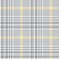 Tweed plaid pattern in grey, yellow, white. Seamless hounds tooth check plaid texture for trousers, coat, skirt, jacket, blanket.