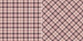 Tweed Plaid Pattern Print In Pink And Brown. Spring Summer Autumn Winter Small Checks Tartan Vector Background For Dress, Jacket.