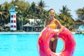 Tween girl in water park Royalty Free Stock Photo