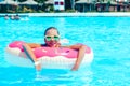 Tween girl in resort pool Royalty Free Stock Photo