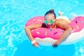 Tween girl in resort pool Royalty Free Stock Photo