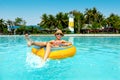 Tween girl in water park