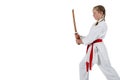 Tweenage girl going karate Royalty Free Stock Photo