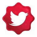 Tweet bird icon misty rose red starburst sticker button