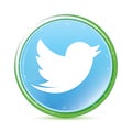 Tweet bird icon natural aqua cyan blue round button