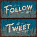 Tweet, follow words - social media concept