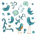 Tweet-tweet birds in vector. Royalty Free Stock Photo