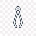 Tweezers vector icon isolated on transparent background, linear