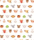 Twelve animals of Asian zodiac seamless pattern