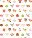 Twelve animals of Chinese zodiac seamless pattern