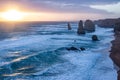 Twelve Apostles along the Great Ocean Road in the sunset lights Royalty Free Stock Photo