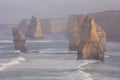 The Twelve Apostles along the Great Ocean Road, Victoria, Australia. Photographed at sunrise. Dawn fog Royalty Free Stock Photo