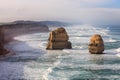 The Twelve Apostles along the Great Ocean Road, Victoria, Australia. Photographed at sunrise. Dawn fog Royalty Free Stock Photo