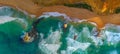 The Twelve Apostles along Great Ocean Road in Victoria, Australia. Port Campbell National Park on a beautiful sunrise, aerial view Royalty Free Stock Photo