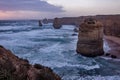 Twelve Apostles along the Great Ocean Road in the sunset lights Royalty Free Stock Photo