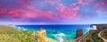 The Twelve Apostles, Australia. Stunning aerial panoramic view a Royalty Free Stock Photo