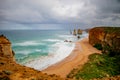 Twelve Apostles during day light. Panoramic landscape. Great Ocean Road, Victoria, Australia Royalty Free Stock Photo