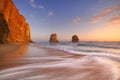 Twelve Apostles on the Great Ocean Road, Australia at sunset Royalty Free Stock Photo