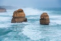 Twelve Apostles rock formation during a windy, winter time evening, Victoria, Australia Royalty Free Stock Photo