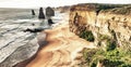 The Twelve Apostles Rocks on the ocean, Great Ocean Road at suns Royalty Free Stock Photo