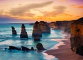 Twelve Apostles at sunset, Australia. Generative AI