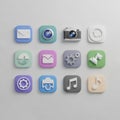 Twelve app icons displayed in a grid pattern on a neutral background. The icons Royalty Free Stock Photo