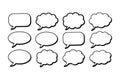 Twelve Blank Hand Drawn Speech and Thought Bubbles on White Background speech bubble empty Royalty Free Stock Photo