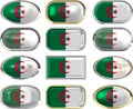 Twelve buttons of the Flag of algeria Royalty Free Stock Photo