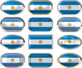 Twelve buttons of the Flag of Argentina Royalty Free Stock Photo