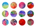 Twelve colorful hand drawn circles