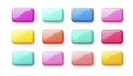 Twelve Glossy Pastel Rectangular Buttons on White Background