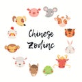 Twelve cute cartoon animals of Chinese zodiac