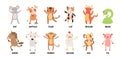 Twelve cute cartoon animals of Vietnamese zodiac