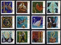 Twelve days of Christmas on postage stamps Royalty Free Stock Photo