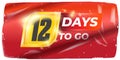 Twelve Days To Go Vector: Bold White Numerals on Dynamic Red and Yellow Background, Modern Countdown Design for Upcoming