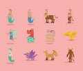 twelve fantastic creatures characters Royalty Free Stock Photo