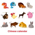 Twelve funny animals of the Chinese calenda