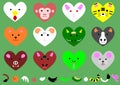 Twelve heart-shaped animals of the zodiacal signs Royalty Free Stock Photo