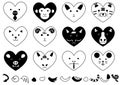 Twelve heart-shaped animals of the zodiacal signs Royalty Free Stock Photo