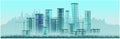 Twelve high-rise buildings under construction. Vector graphics