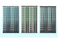 Twelve high-rise buildings under construction. Vector graphics