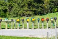 Twelve letterboxes at end of a rural road Royalty Free Stock Photo